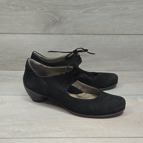Ecco Women Leather Mary Jane Elegant Pump Black Shoes Clog Heels Sz 40/9-9.5 - Picture 1 of 14